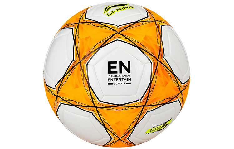 Li Ning Size 5 Soccer Ball PVC Seamless Thermal bonding Unisex Orange White