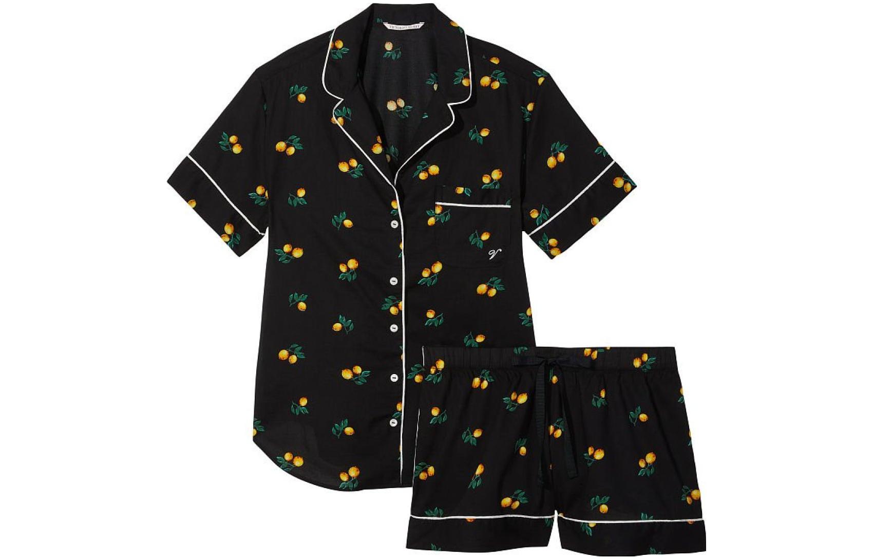 Victoria's Secret /Victoria's Secret Home Cotton Loose Short-Sleeved Pajama Set Women's Black