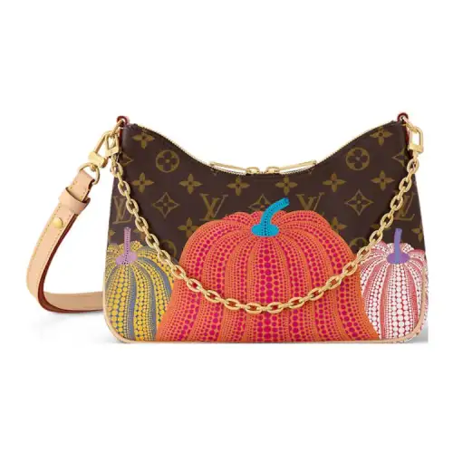 LOUIS VUITTON Yayoi Kusama Collaboration Boulogne Coated Canvas Handbag, Shoulder Bag Regular Women's Brown