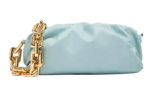 Bottega Veneta Calfskin One Shoulder Handbag Clutch Women's Light Blue