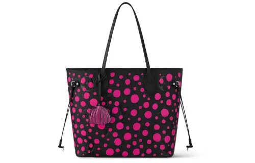 LOUIS VUITTON Lv X Yk Neverfull Mm Black/Fuchsia