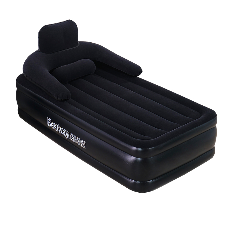BESTWAY Black Lazy Backrest Flock Outdoor Inflatable Beds With Electric Pumps
