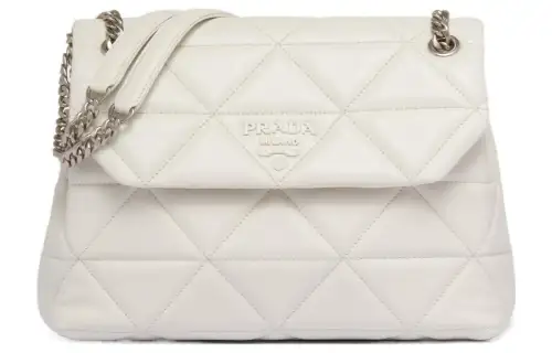 PRADA Spectrum Nappa Leather Crossbody Bag, Shoulder Bag Women's White