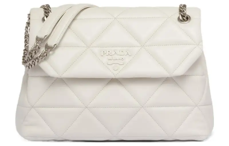 PRADA Spectrum Nappa Leather Crossbody Bag, Shoulder Bag Women's White