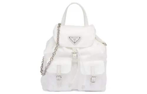 PRADA Nylon Leather Controller Backpack Mini Women's White