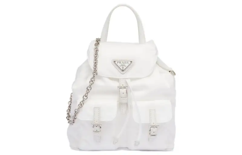 PRADA Nylon Leather Controller Backpack Mini Women's White