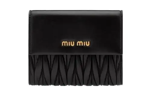 MIU MIU Matelassé Leather Wallet Small Women's Black