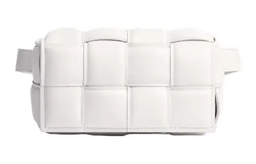 Bottega Veneta Padded Cassette Belt Bag Intreccio White
