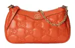 GUCCI GG Matelassé Leather Pochette, Shoulder Bag Shoulder Bag, Handbag Women's Orange