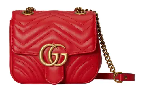 GUCCI Marmont Leather Crossbody Bag, Shoulder Bag Mini Women's Red