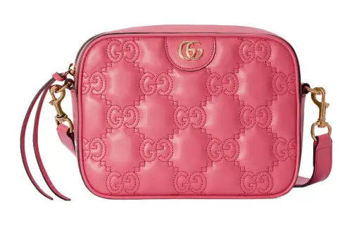 GUCCI GG Matelassé Leather Shoulder Bag, Handbag, Crossbody Bag Small Women's Pink