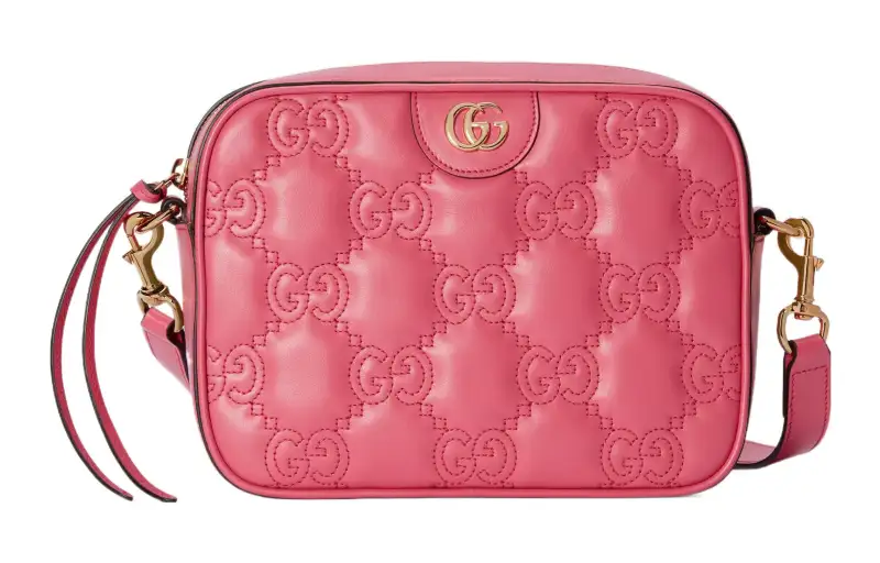 GUCCI GG Matelassé Leather Shoulder Bag, Handbag, Crossbody Bag Small Women's Pink