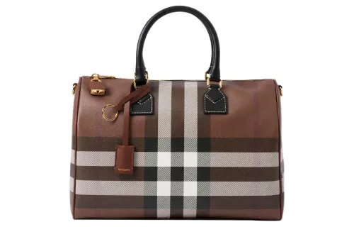 Burberry Leather Bowling Bag, Shoulder Bag, Crossbody Bag, Handbag Medium Women's Brown