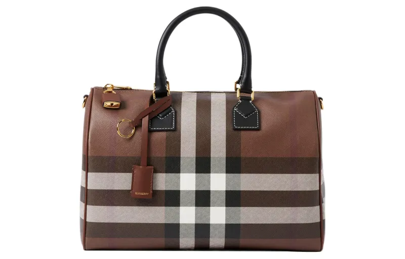 Burberry Leather Bowling Bag, Shoulder Bag, Crossbody Bag, Handbag Medium Women's Brown