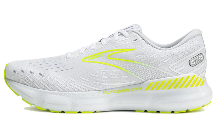 Brooks Brooks Glycerin GTS 20 Sports Comfort Fabric Non-slip Wear-resistant Low-top Long-distance running shoes Men's White and Yellow