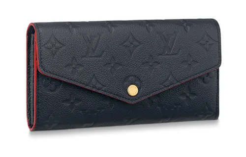 LOUIS VUITTON Sarah Soft Grain Cow Leather Wallet Regular Women's Deep Sea Blue