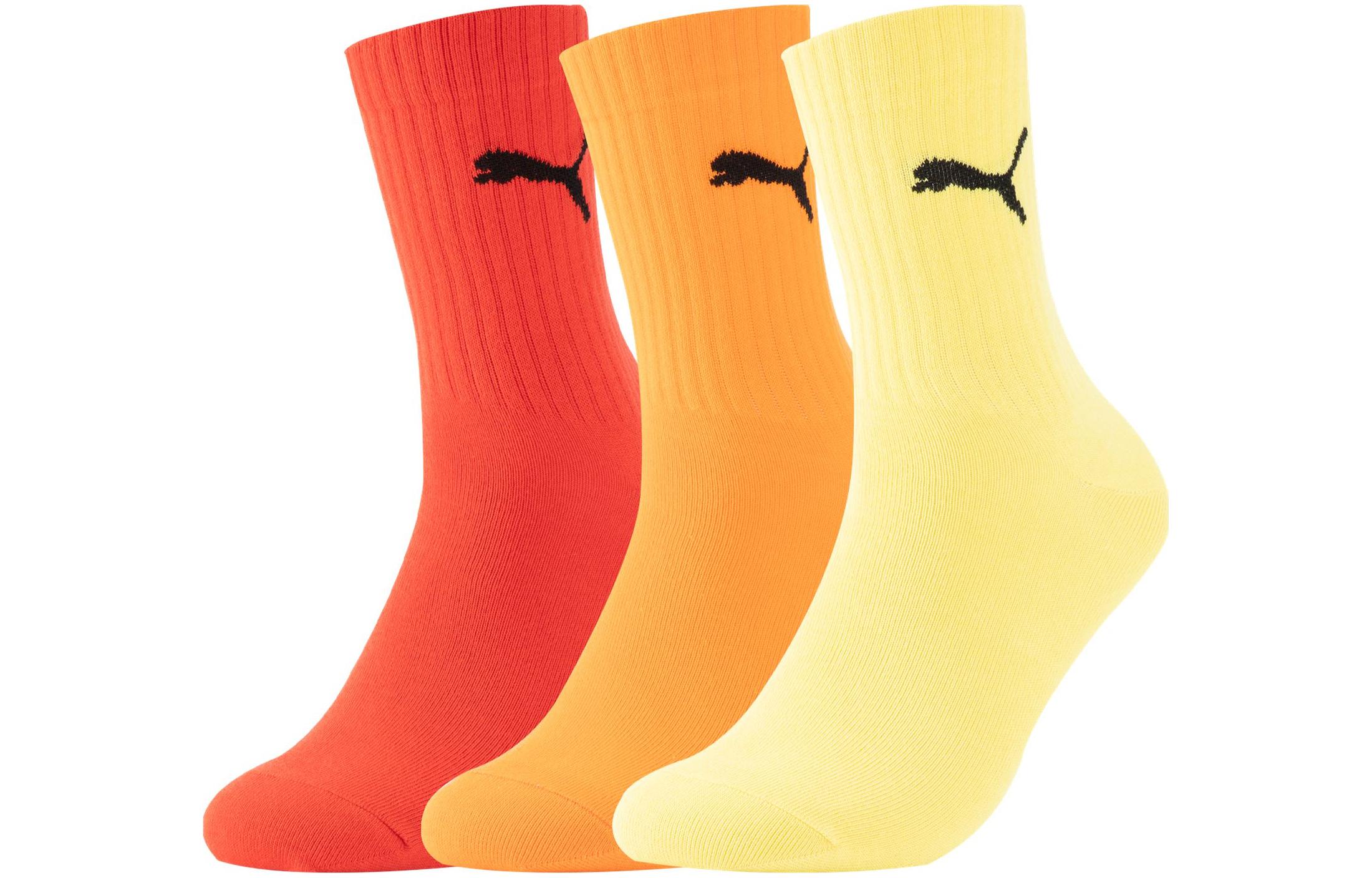 PUMA Crew Socks Unisex 1 Set 3 Pack Red/Orange/Yellow