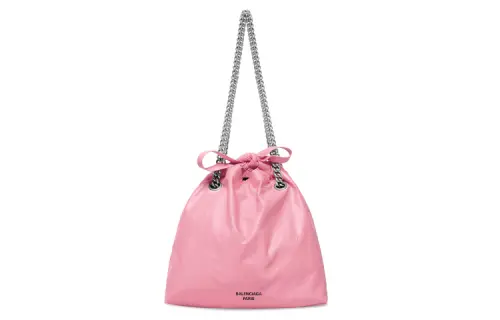 Balenciaga Crush Burnished Cow Leather Handbag, Shoulder Bag Women's Pink