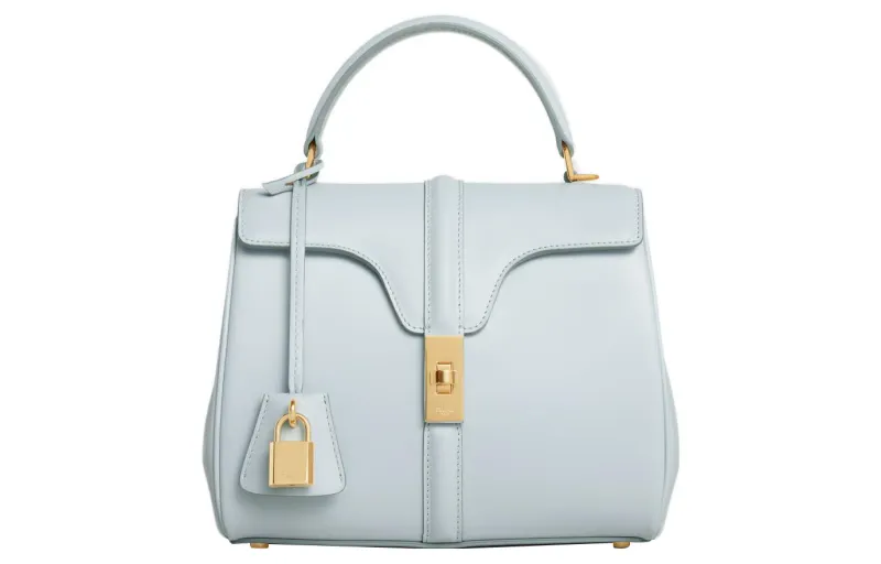 CELINE 16 Satin Cow Leather Handbag Small Women's Blue