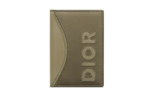 DIOR Calfskin Card Holder Men's Khaki