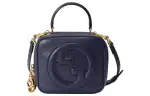GUCCI Blondie Leather Shoulder Bag, Crossbody Bag, Handbag Regular Women's Blue
