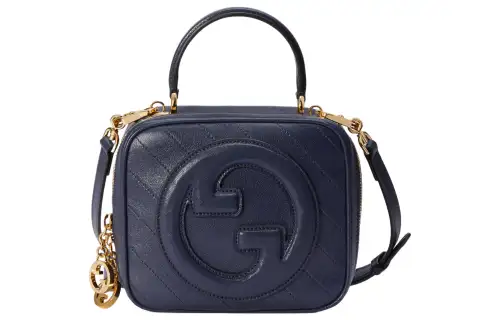 GUCCI Blondie Leather Shoulder Bag, Crossbody Bag, Handbag Regular Women's Blue