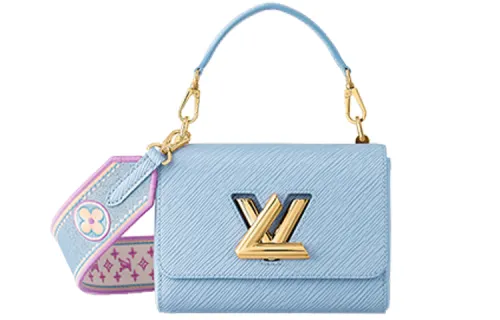 LOUIS VUITTON Twist Epi Grain Leather Handbag, Shoulder Bag, Crossbody Bag Small Women's Blue