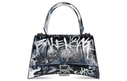 Balenciaga Hourglass Sheepskin Shoulder Bag, Crossbody Bag, Handbag Small Women's Black