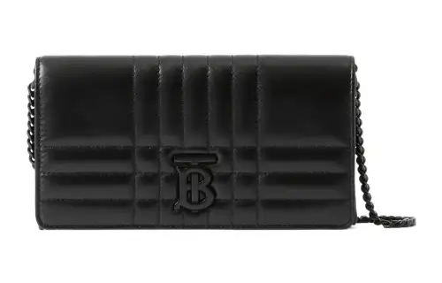Burberry Sheepskin Leather Wallet Clutch Regular Women's Black