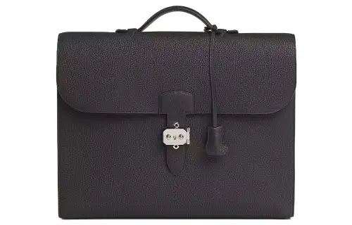 HERMES Sac A Depeches Togo Calfskin Business Bag, Handbag, Briefcase Men's 8P Plomb Lead Gray