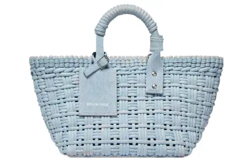 Balenciaga Bistro Lambskin Handbag Regular Women's Light Blue