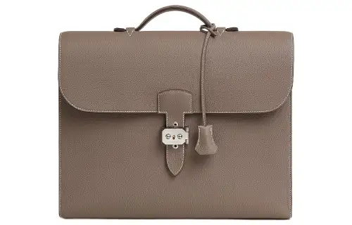 HERMES Sac A Depeches Togo Calfskin Business Bag, Handbag, Briefcase Men's 18 Etoupe Elephant Gray