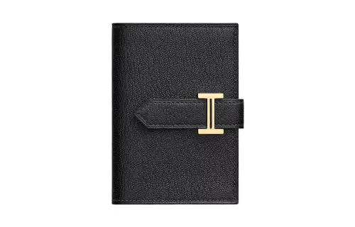HERMES Bearn Mysore Goat Skin Wallet Mini Unisex Noir Black