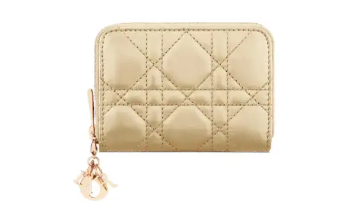 DIOR Lady Dior Lambskin Wallet Small Women's Gold