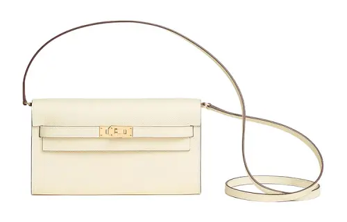 HERMES Kelly To Go Gold tone Lock Epsom Leather Crossbody Wallet Regular Women's I2 Nata Cream White