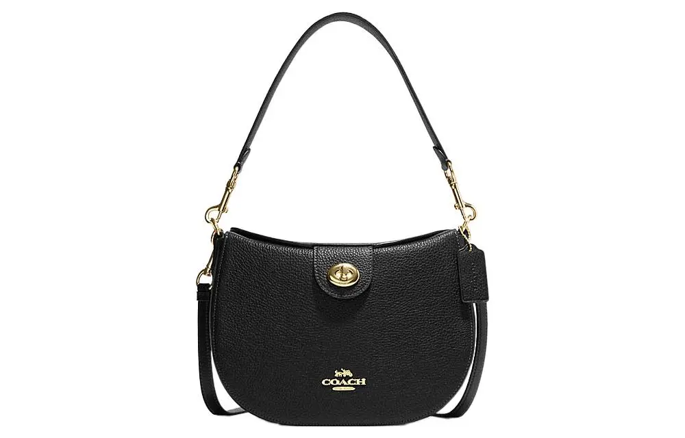 COACH Hobo Cow Leather Half Moon Saddle Bag, Shoulder Bag Medium Women's Black