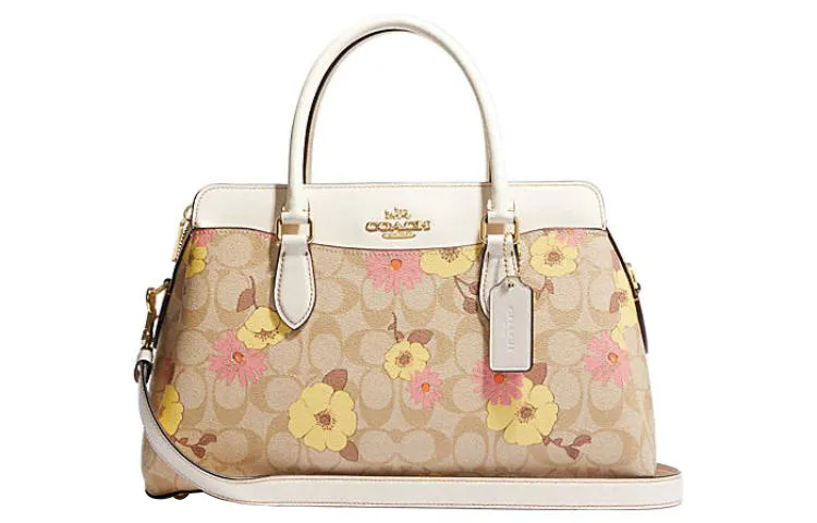 COACH Darcie PVC Shoulder Bag, Crossbody Bag, Handbag Large Women's Beige & Khaki