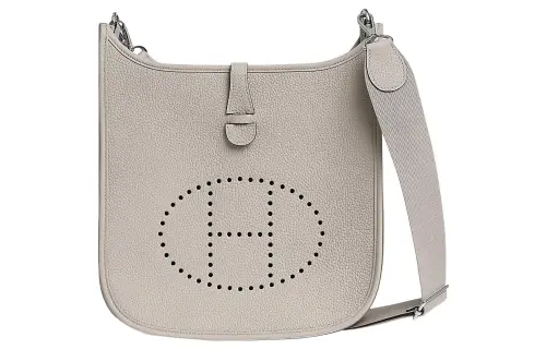 HERMES Evelyne Clemence Bullock Leather Crossbody Bag, Shoulder Bag 29 Women's 8L Beton Glacier White/Concrete Gray