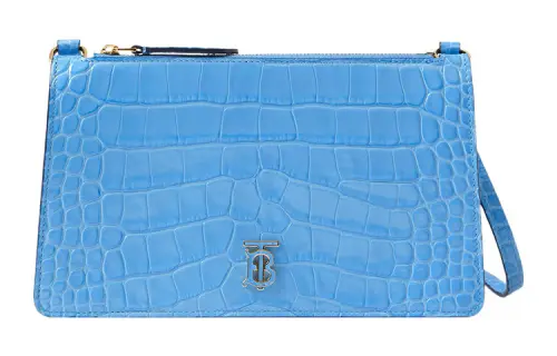 Burberry Calfskin Storage Bag One Shoulder Crossbody Clutch Women's Cold Cornflower Blue