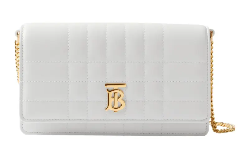 Burberry Lola Bag Lambskin One Shoulder Crossbody Clutch Women's White