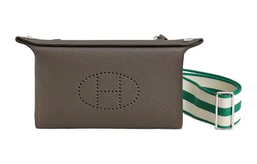 HERMES Videpoches Cow Leather With Canvas Shoulder Strap Fanny Pack, Shoulder Bag, Crossbody Bag Men's