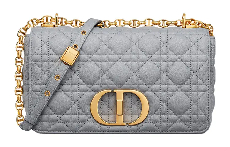 DIOR Caro Soft Cow Leather Chain Bag, Shoulder Bag, Crossbody Bag Medium Women's Gray