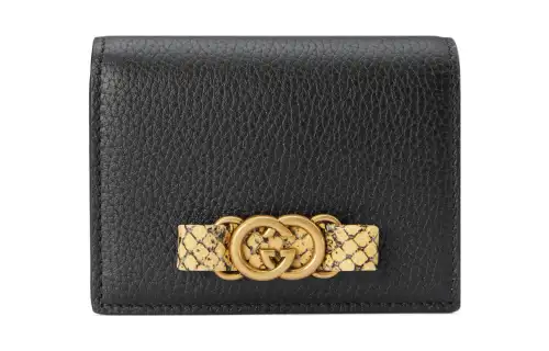 GUCCI Python Skin Wallet Women's Black