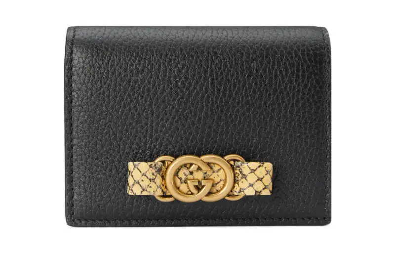 GUCCI Python Skin Wallet Women's Black