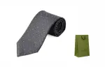 GUCCI Horsebit Silk Ties Unisex Blue Gray