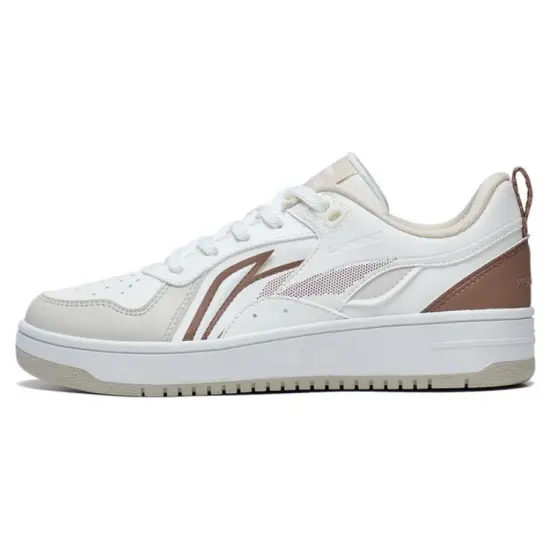 LINING Shiyi Skateboard Shoes Women's Low-Top White Gray/Brown