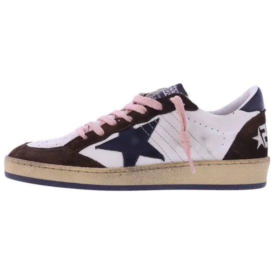 Golden Goose Ball Star Stylish Skateboarding Shoes Women's White Black Brown Vintage Version