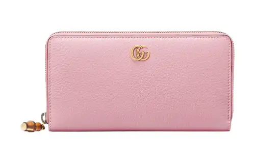 GUCCI Bamboo Leather Wallet Women's Pink