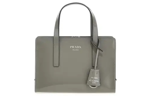 PRADA Leather Shoulder Bag, Crossbody Bag, Handbag Mini Women's Gray