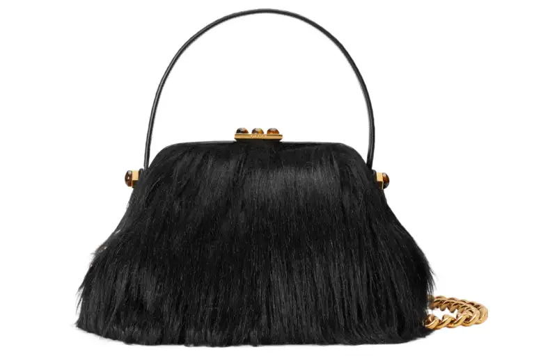GUCCI Python Skin Trim Shoulder Bag, Crossbody Bag, Handbag Women's Black